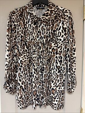 Karl Lagerfeld Leopard-Print Button Front Shirt - Brown Black White